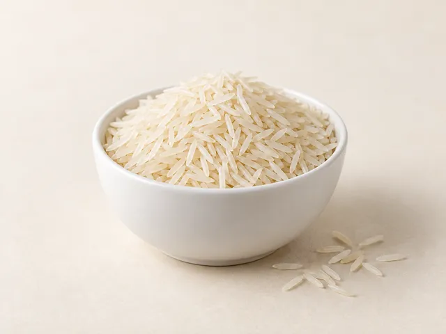 Basmati rice in a white bowl